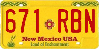 NM license plate 671RBN
