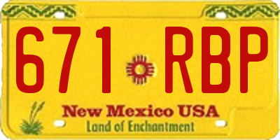 NM license plate 671RBP