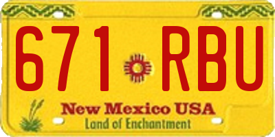 NM license plate 671RBU