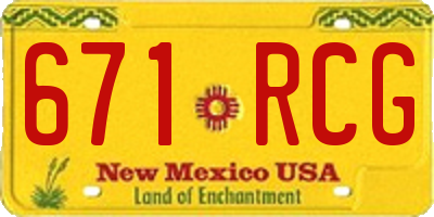 NM license plate 671RCG