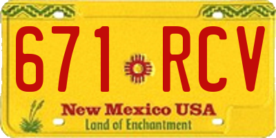 NM license plate 671RCV