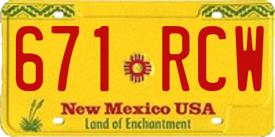 NM license plate 671RCW