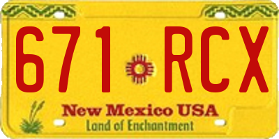 NM license plate 671RCX