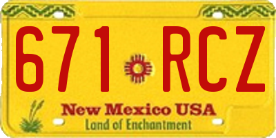 NM license plate 671RCZ