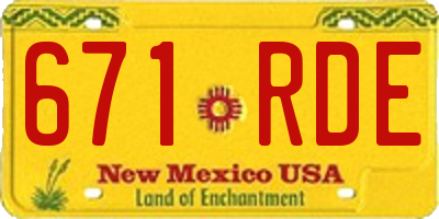 NM license plate 671RDE