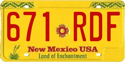 NM license plate 671RDF