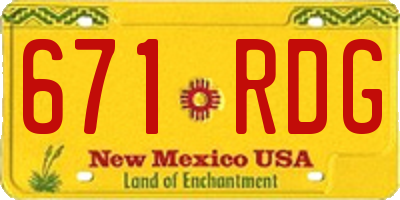 NM license plate 671RDG