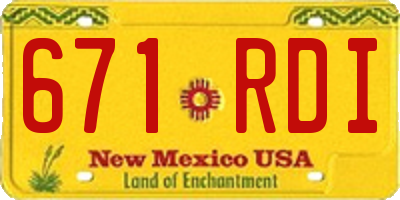 NM license plate 671RDI