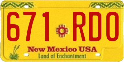 NM license plate 671RDO
