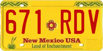 NM license plate 671RDV