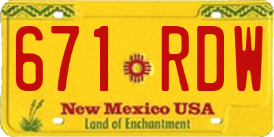 NM license plate 671RDW