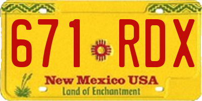 NM license plate 671RDX
