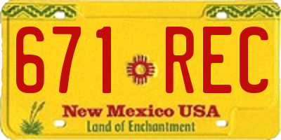 NM license plate 671REC