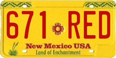 NM license plate 671RED