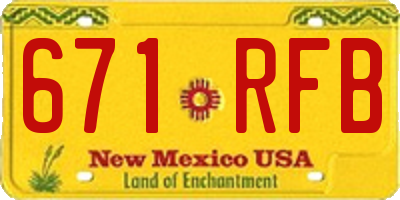 NM license plate 671RFB