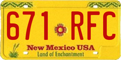 NM license plate 671RFC