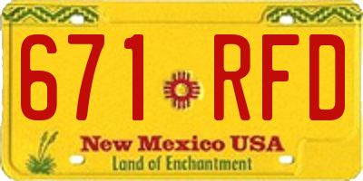 NM license plate 671RFD