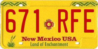 NM license plate 671RFE