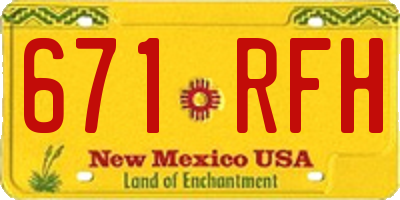 NM license plate 671RFH