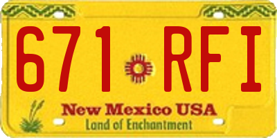 NM license plate 671RFI