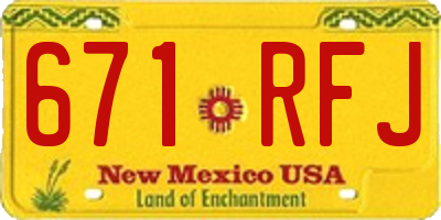 NM license plate 671RFJ