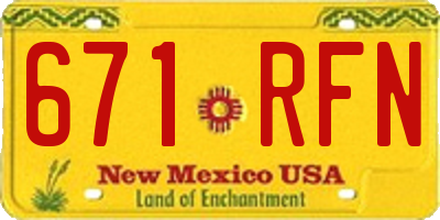 NM license plate 671RFN