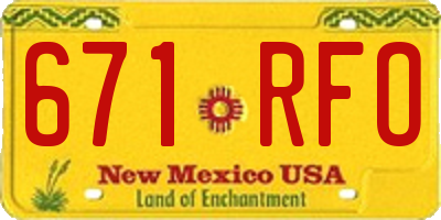 NM license plate 671RFO