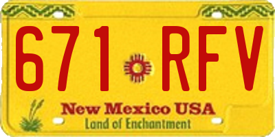 NM license plate 671RFV