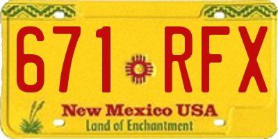 NM license plate 671RFX