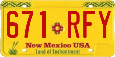 NM license plate 671RFY