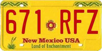 NM license plate 671RFZ
