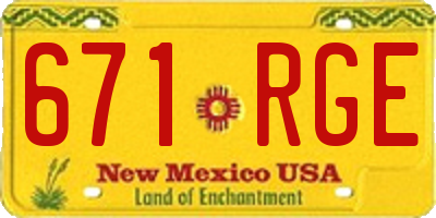 NM license plate 671RGE