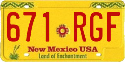 NM license plate 671RGF