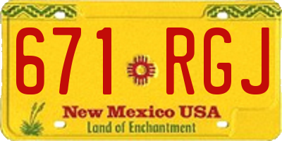 NM license plate 671RGJ