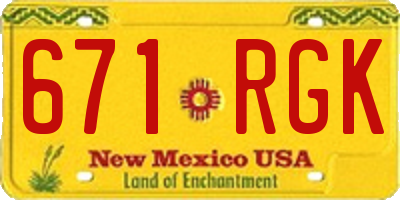 NM license plate 671RGK