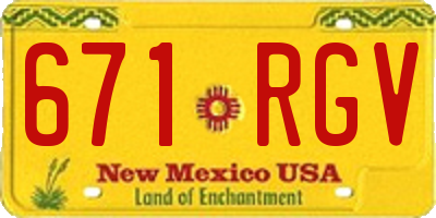 NM license plate 671RGV