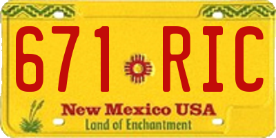 NM license plate 671RIC