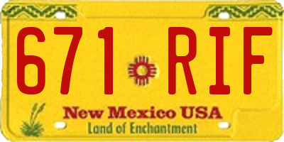 NM license plate 671RIF