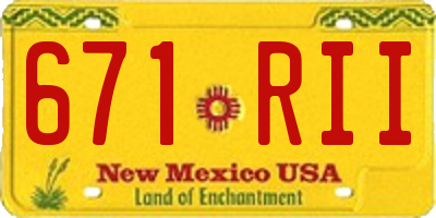 NM license plate 671RII