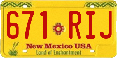 NM license plate 671RIJ