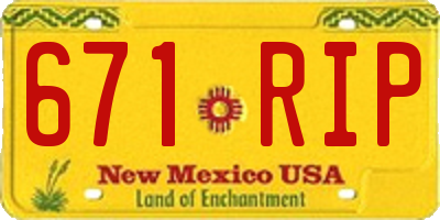 NM license plate 671RIP