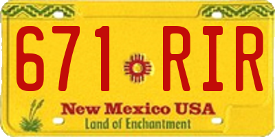 NM license plate 671RIR