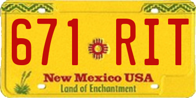 NM license plate 671RIT