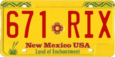 NM license plate 671RIX