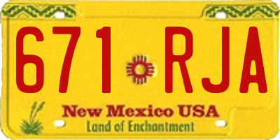 NM license plate 671RJA