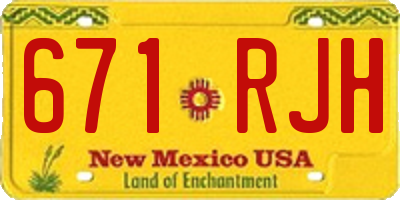 NM license plate 671RJH