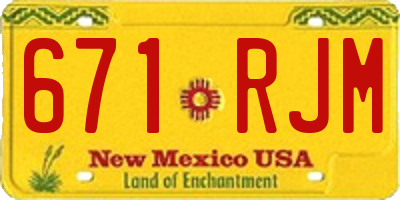 NM license plate 671RJM