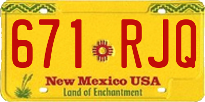 NM license plate 671RJQ
