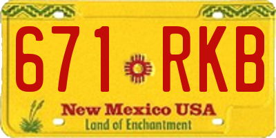 NM license plate 671RKB