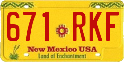 NM license plate 671RKF
